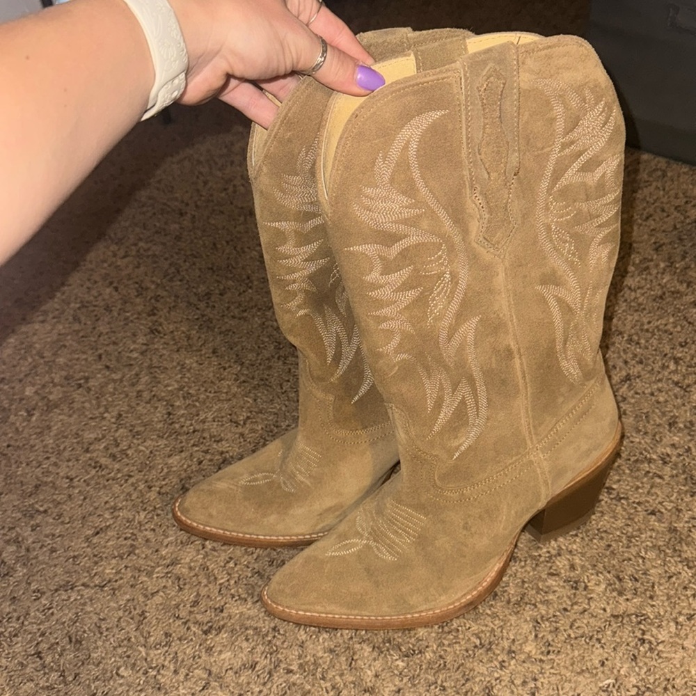 Tan suede boots